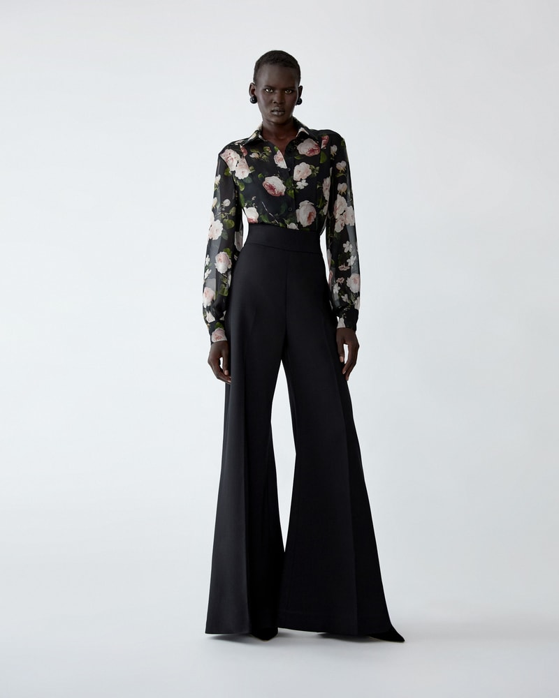 Winter Floral Silk Chiffon Isabella Shirt