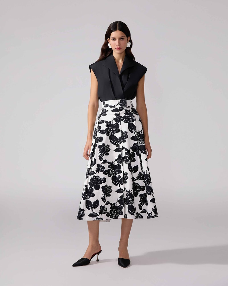 Floral-Print Midi Skirt