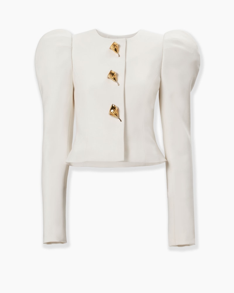 Puff Sleeve Jacket with Calla Lily Buttons