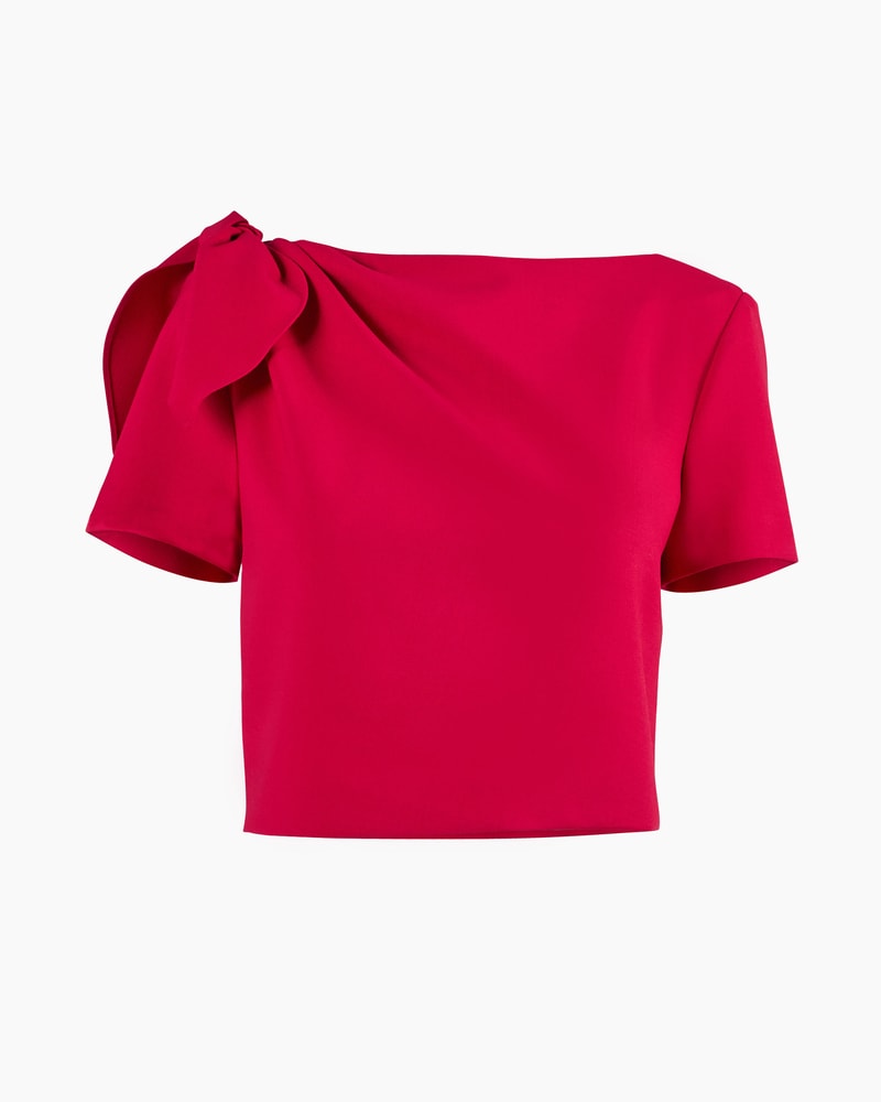 Bow-Shoulder Wool Crop Top