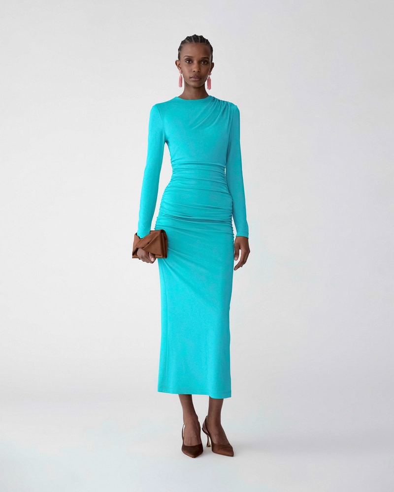 Draped Jersey Midi Dress