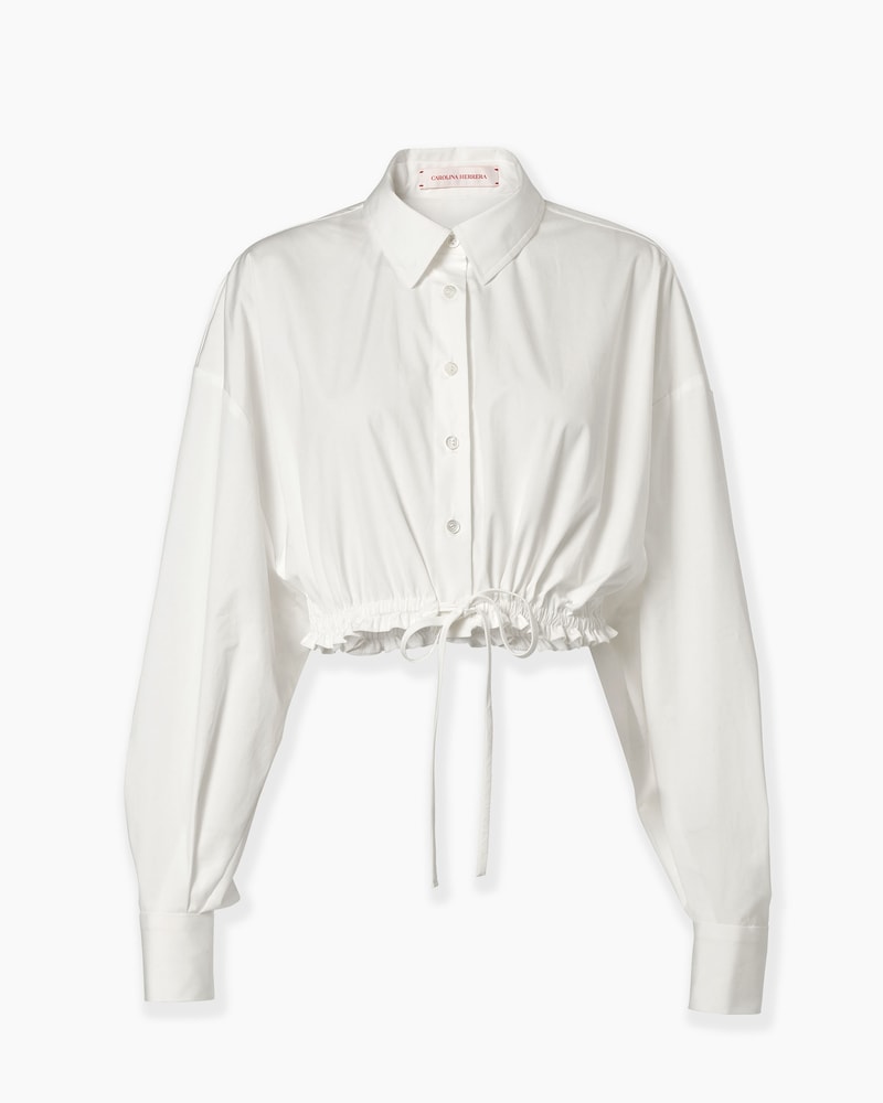 Cropped Shirt with Drawstring Waist