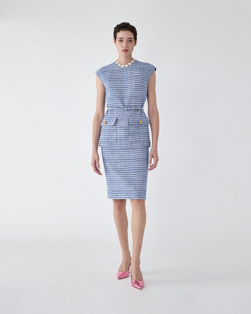 Belted Tweed Top