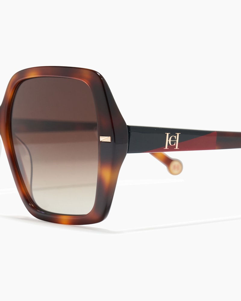 Hexagonal Sunglasses with Contrast Temples