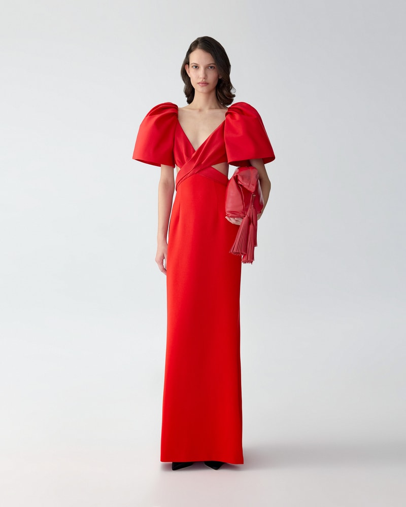 Bell-Sleeve Gown With Cutouts