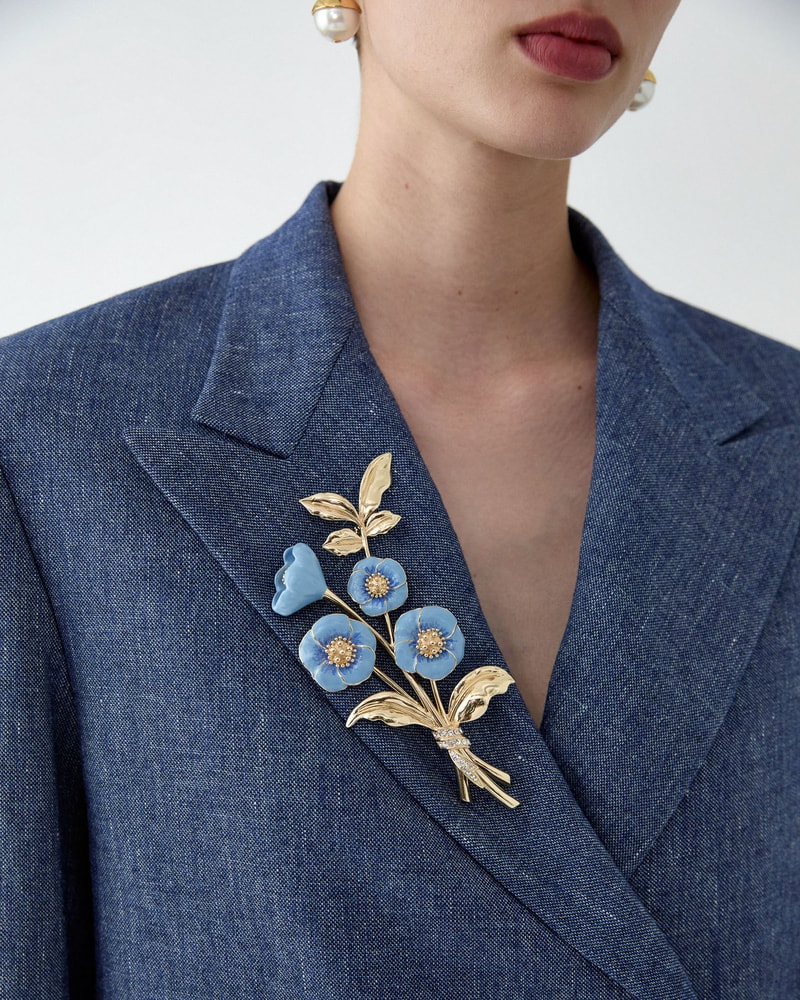 Enamel Flower Brooch