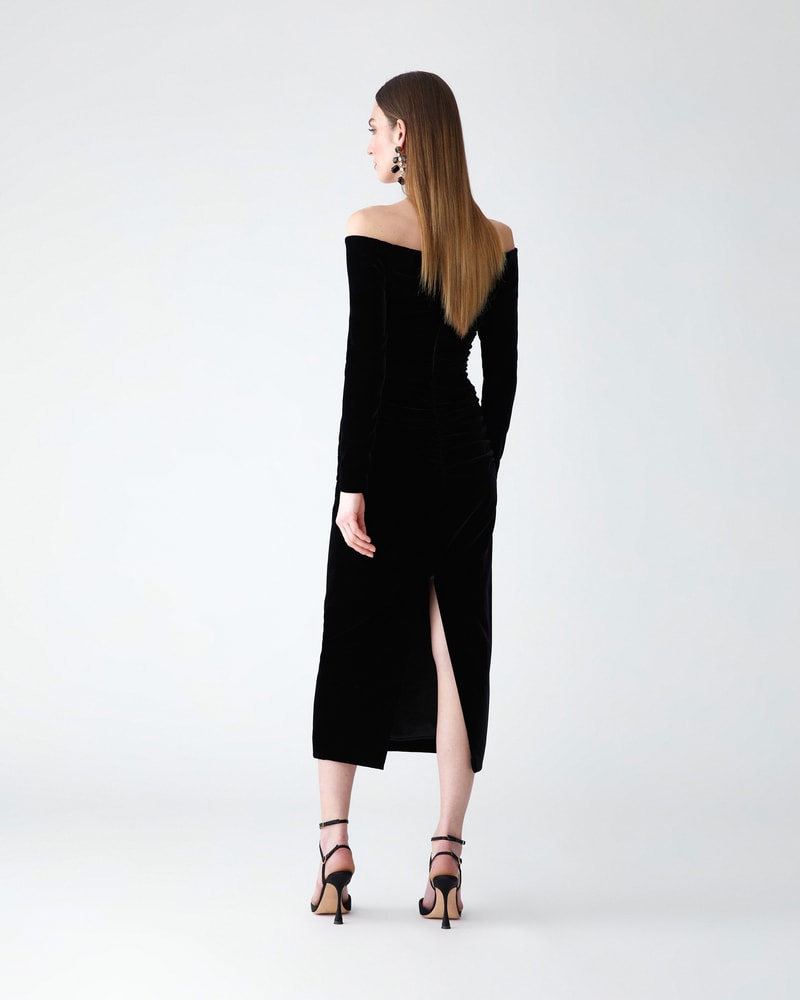 U-Neck Velvet Midi Dress | Carolina Herrera US