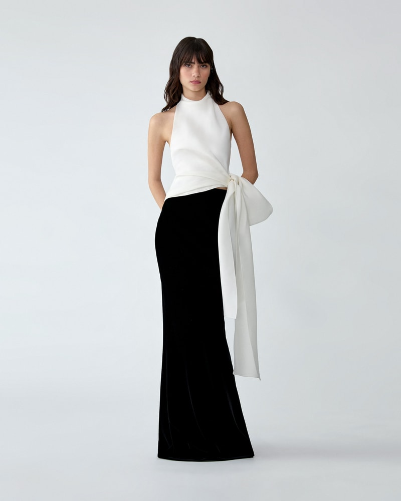 Stretch Velvet Trumpet Skirt