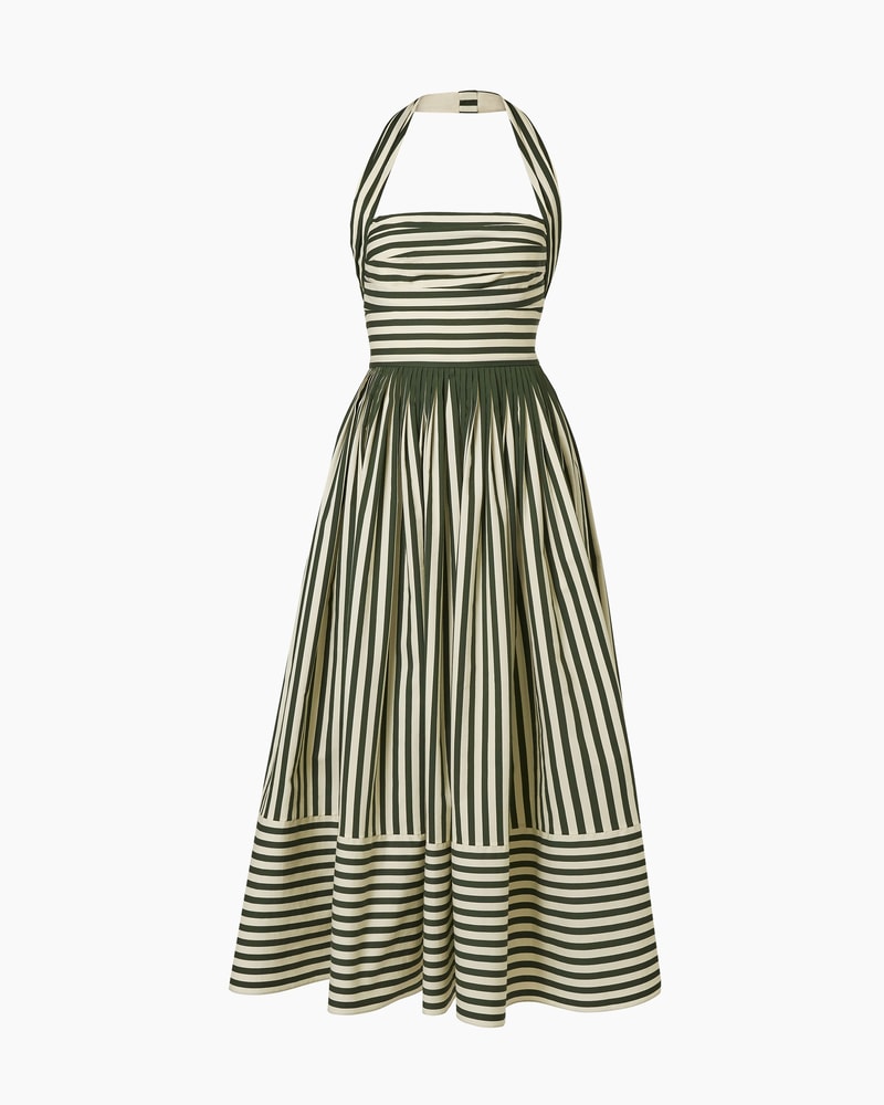 Striped Halterneck Midi Dress