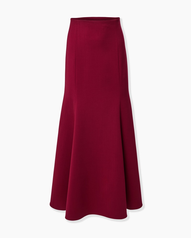 Flared Wool Midi Skirt