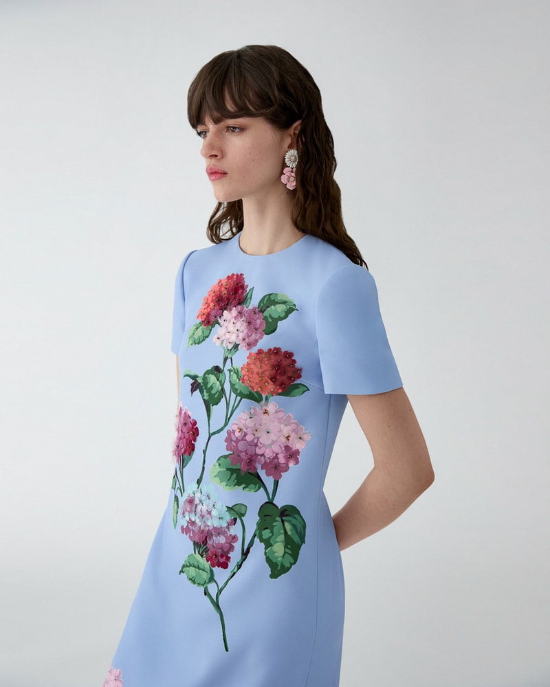 Hydrangea-Embroidered Midi Dress | Carolina Herrera US