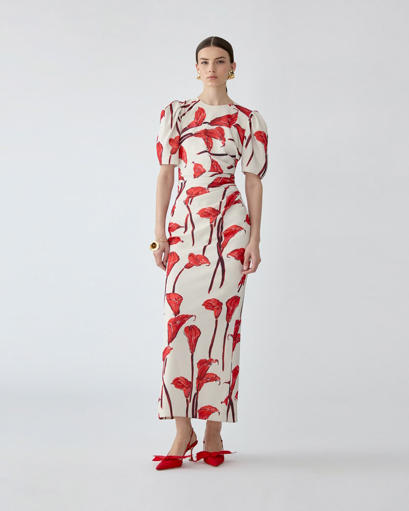 Calla Lily Print Maxi Dress