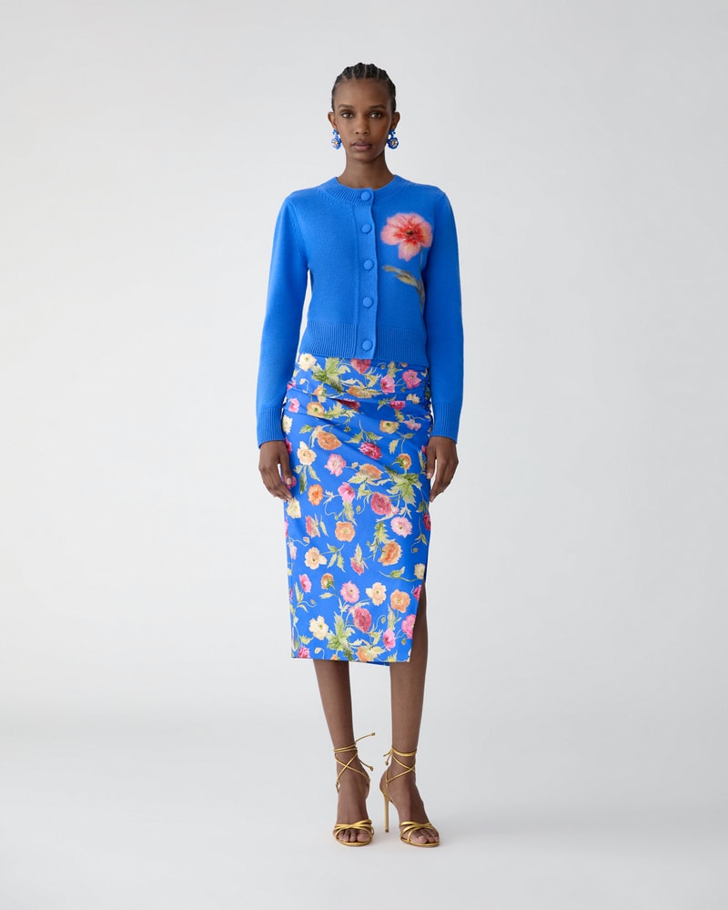 Floral-Embroidered Cardigan