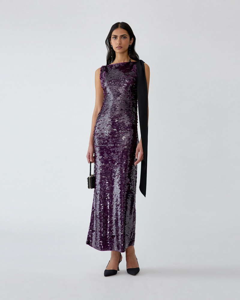 Sequined Merino Column Dress