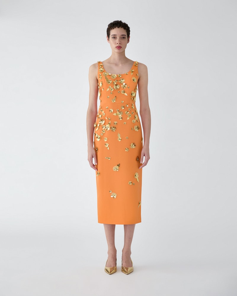 Olive-Branch Embellished Midi Dress