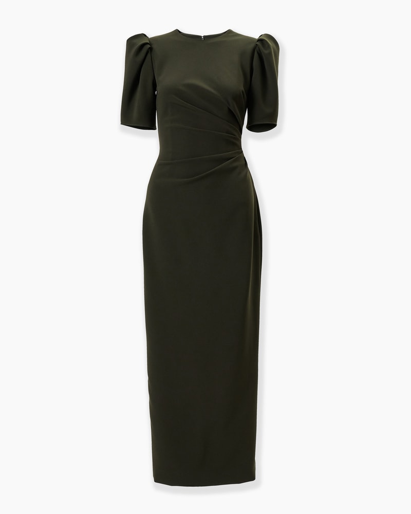 Puff-Sleeve Midi Dress