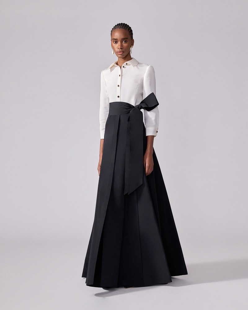 Contrast Trench Gown With Self Belt