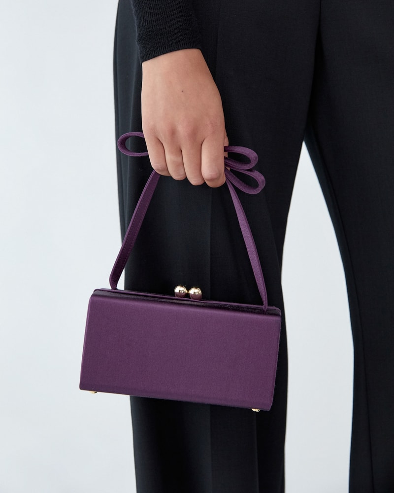 Mimi Bow Satin Top Handle Bag