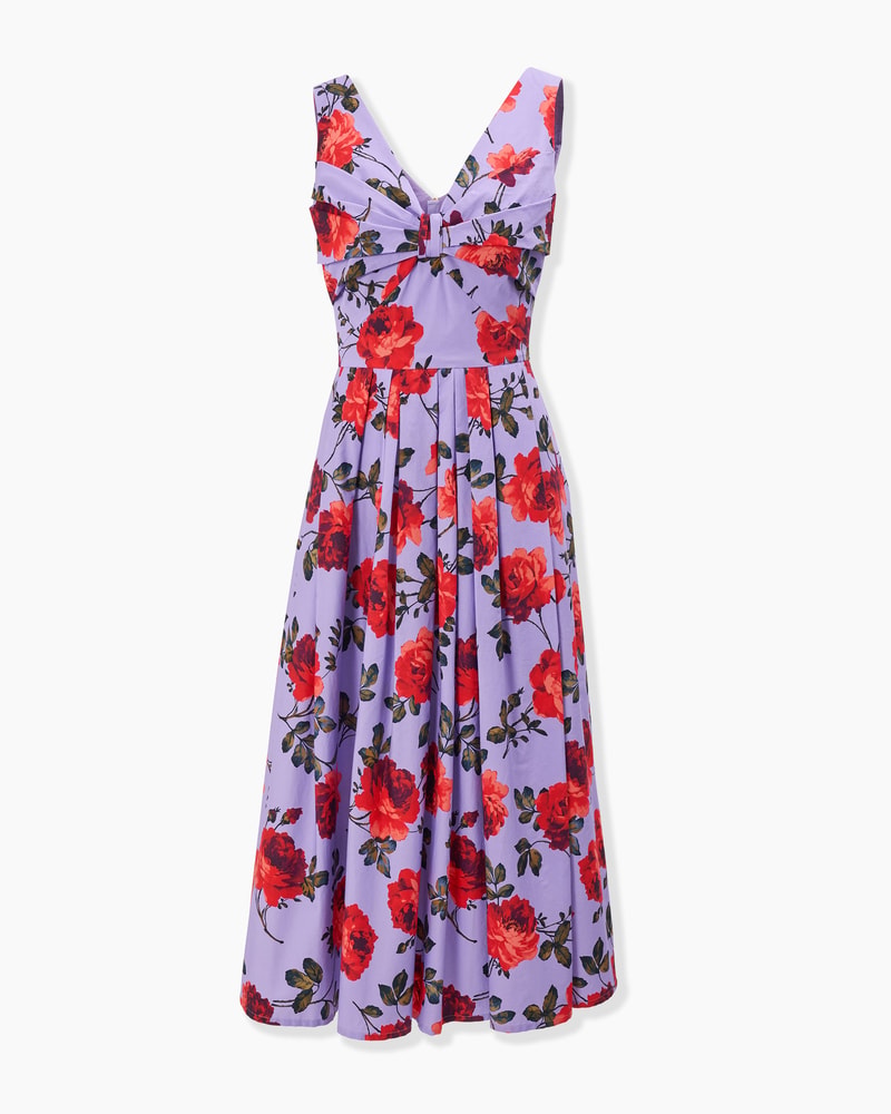 Rose-Print V-Neck Midi Dress