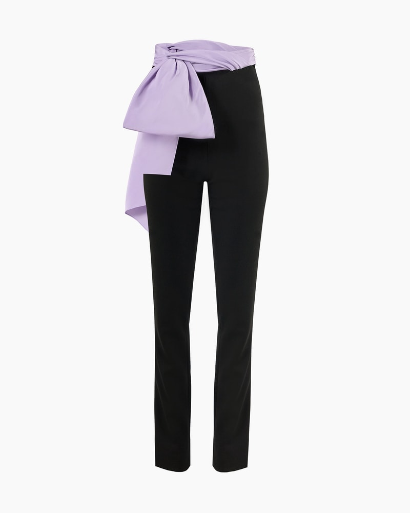 Sash-Waisted Wool Cigarette Pants
