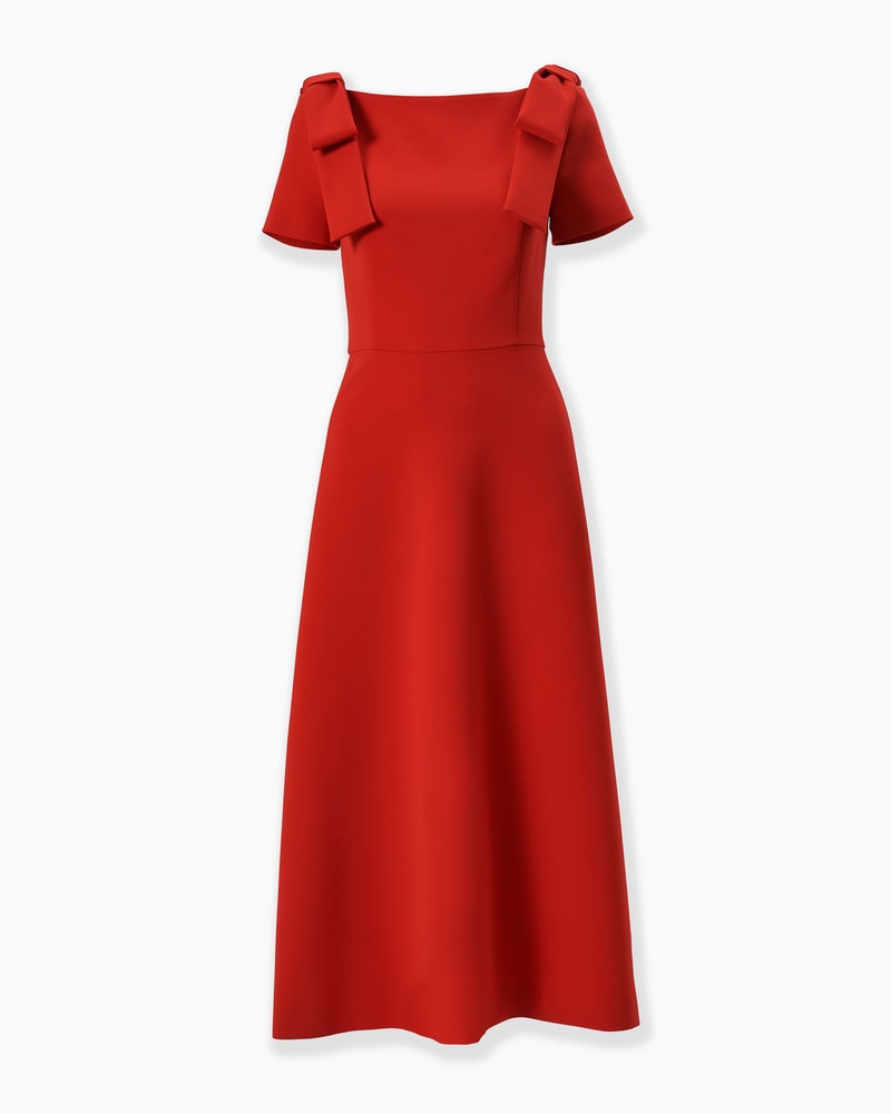 Bow-Shoulder Midi Dress