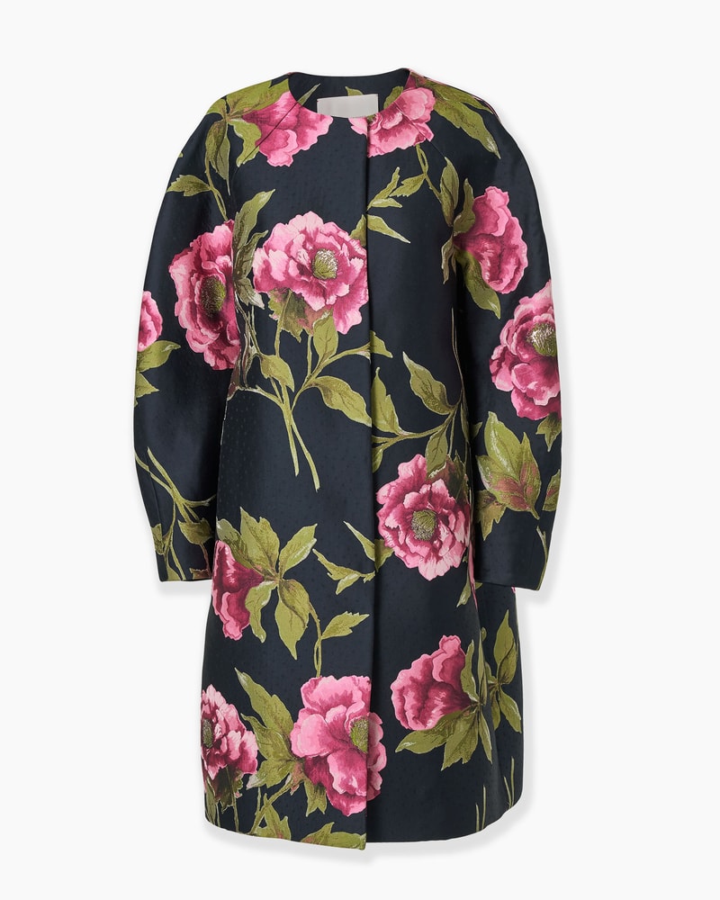 Peony Jacquard Cocoon Coat