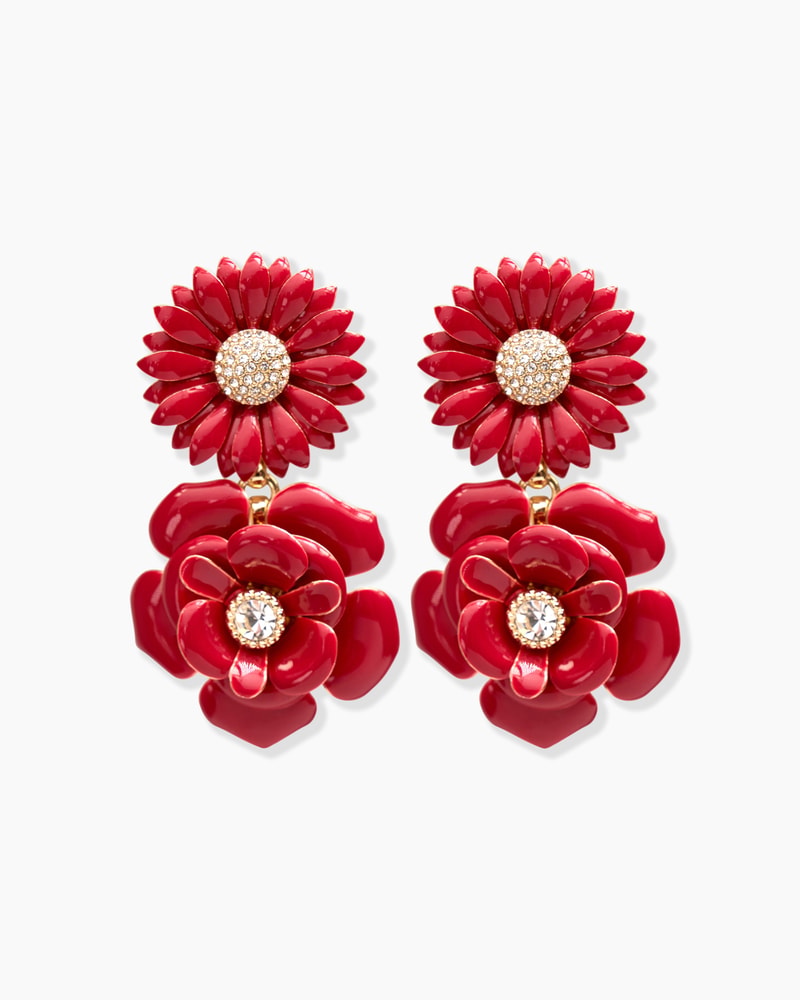 Enamel Mixed Flower Drop Earrings