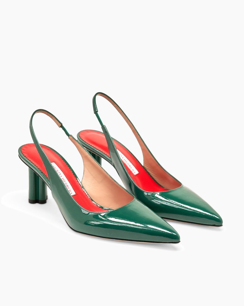 Cylinder-Heel Patent Leather Pumps