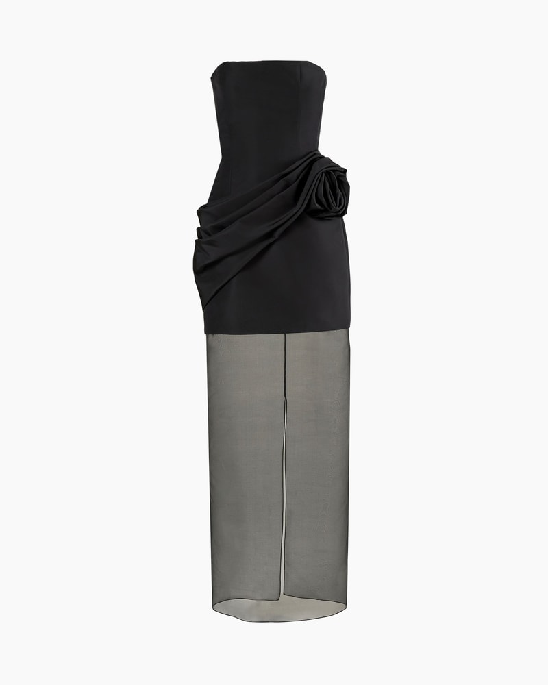 Strapless Gown with Sheer Organza Skirt