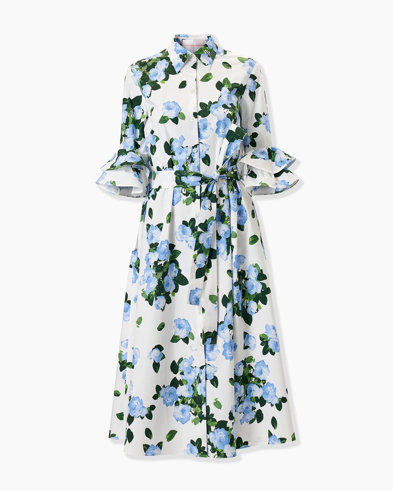 Rose-Print Shirt Dress