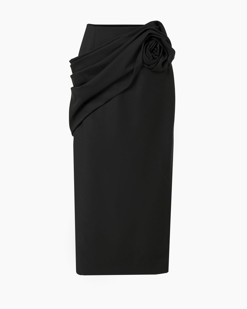 Rosette-Sash Midi Skirt