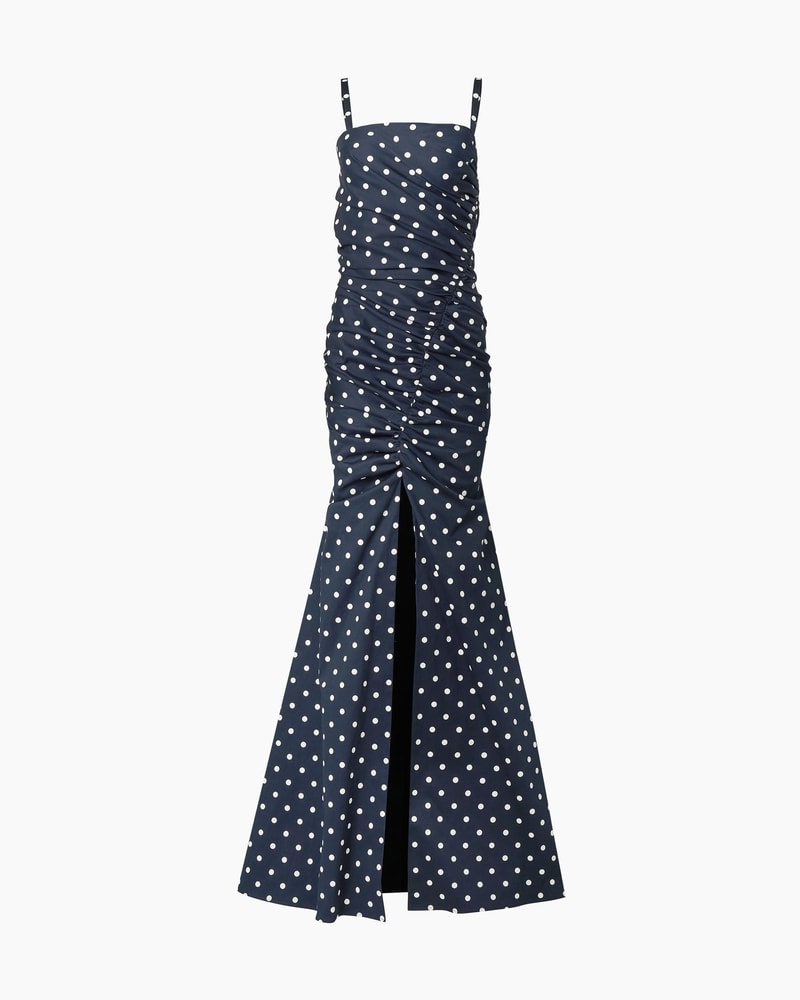 Polka Dot Ruched Gown