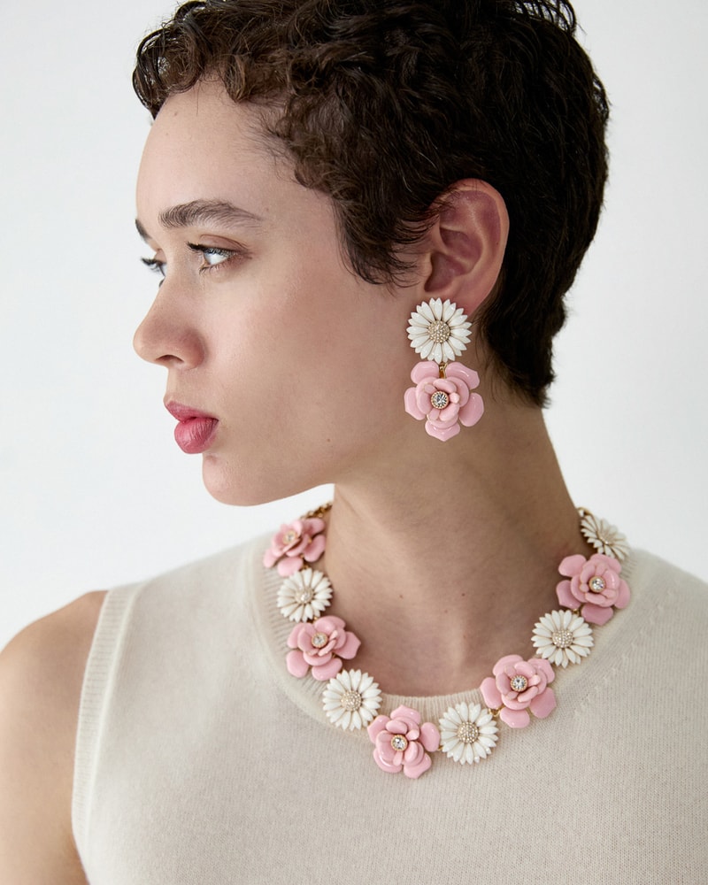 Enamel Mixed Flower Drop Earrings