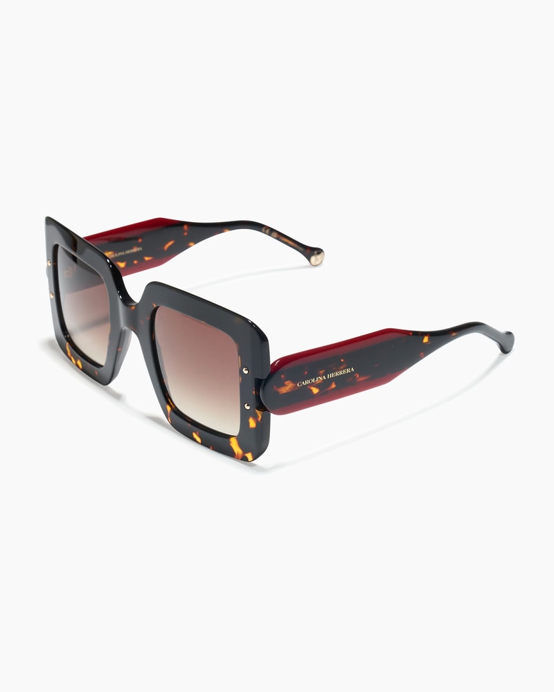 Square Frame Sunglasses with Contrast Temples