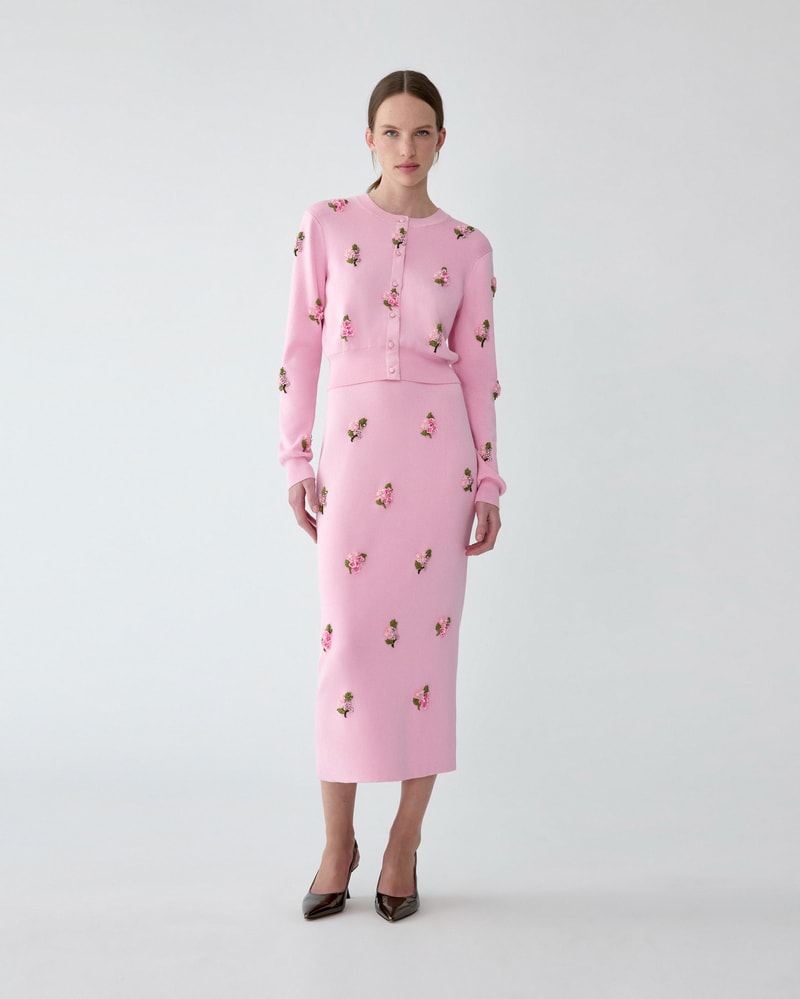 Floral-Embroidered Cardigan