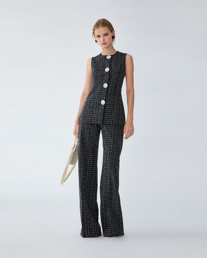 Slub-Check Wool Diane Pants