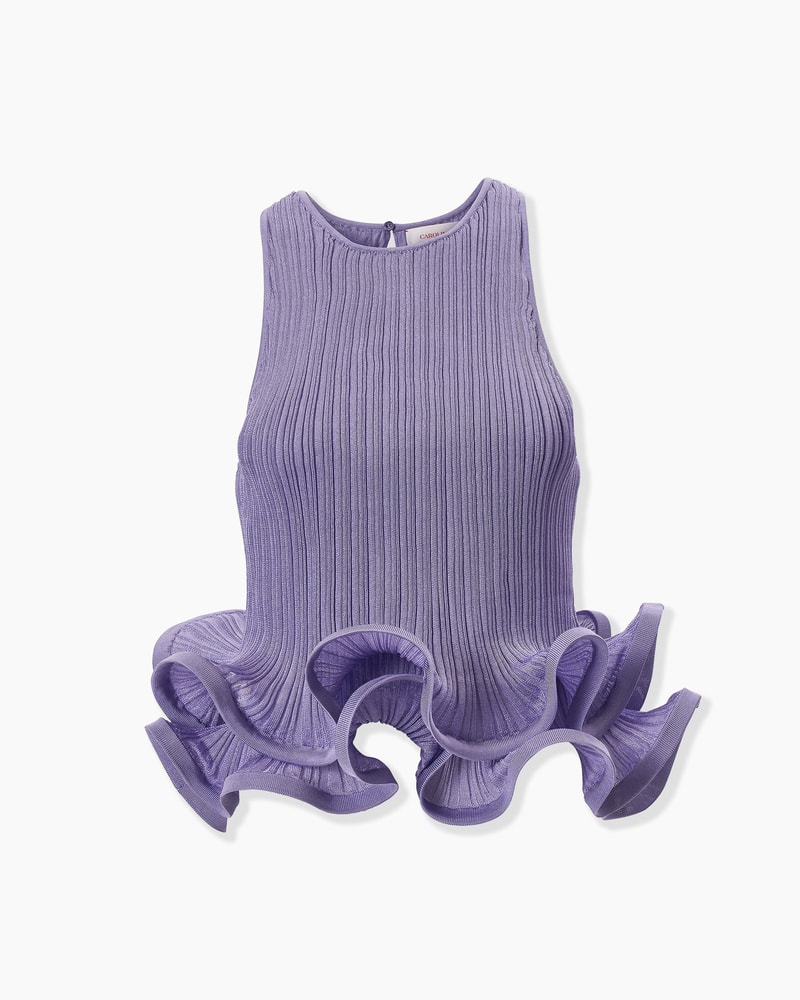 Sleeveless Top with Ruffled Hem