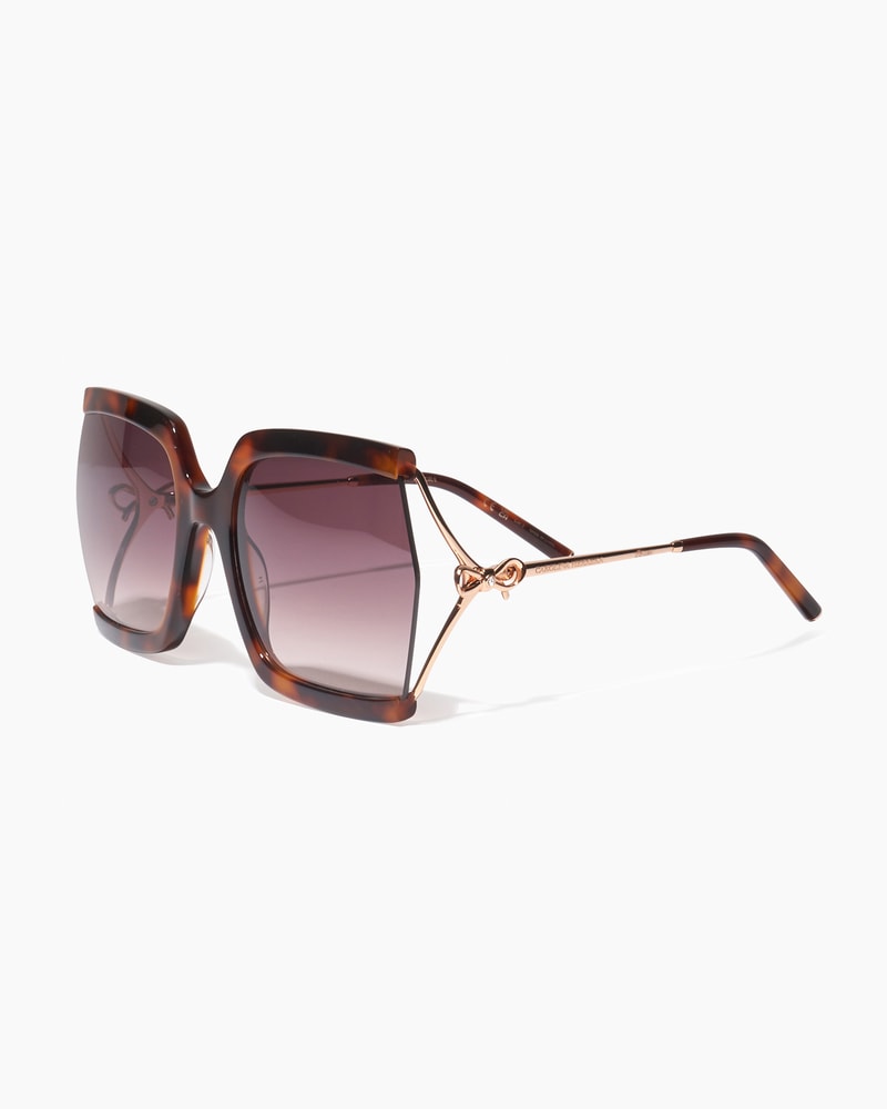Bow-Embellished Oversized Rectangular Sunglasses