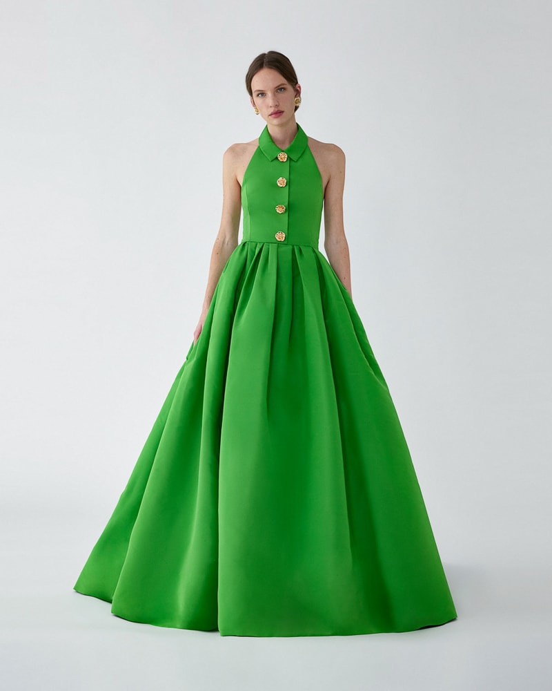 Collared Halterneck Gown