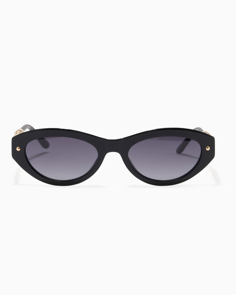 Pearl-Embellished Cat-Eye Sunglasses With Chain