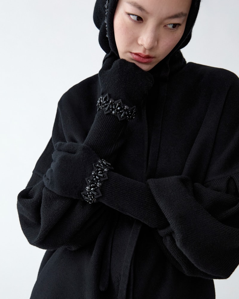 Embroidered Wool-Cashmere Gloves