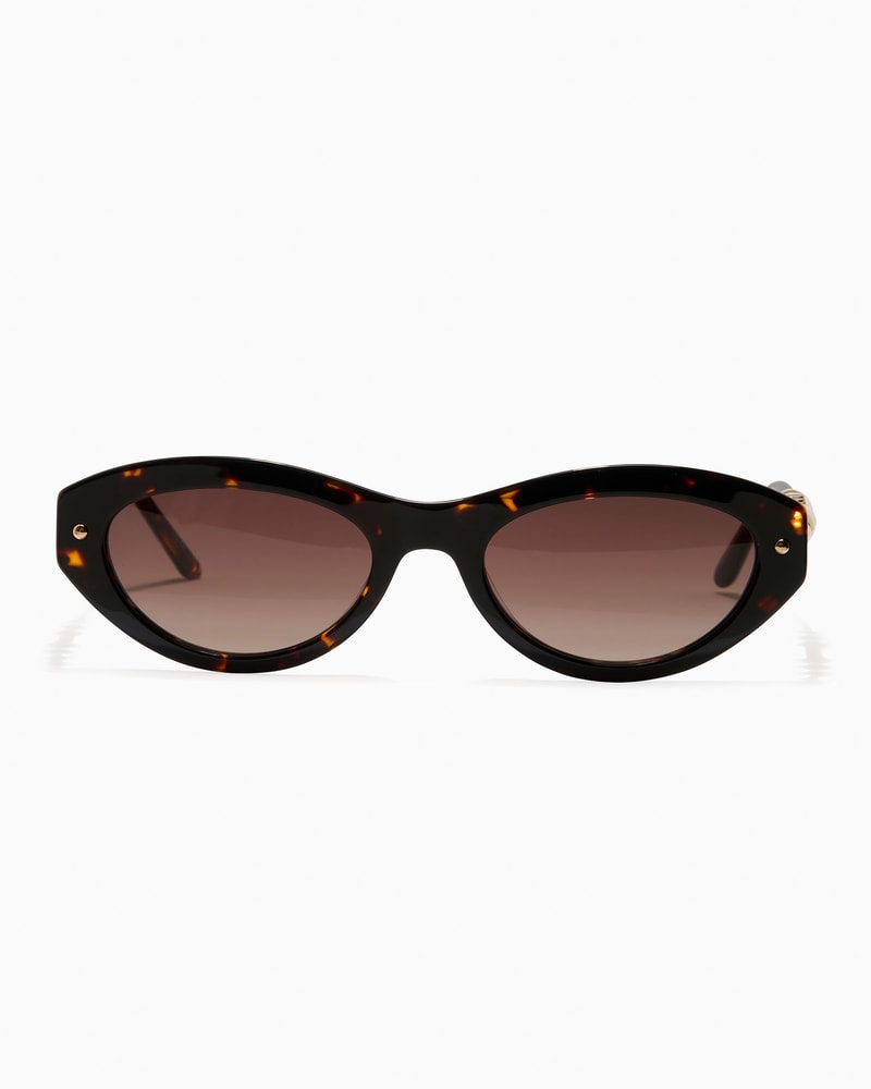 Pearl-Embellished Cat-Eye Sunglasses With Chain