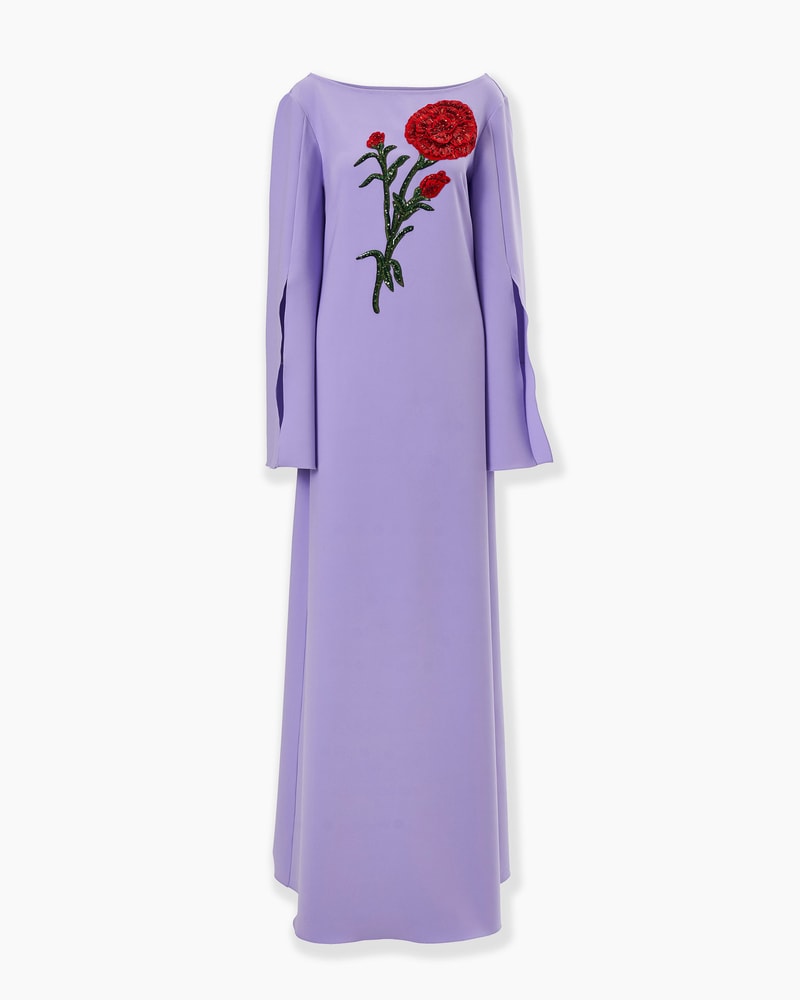 Carnation-Embroidered Caftan