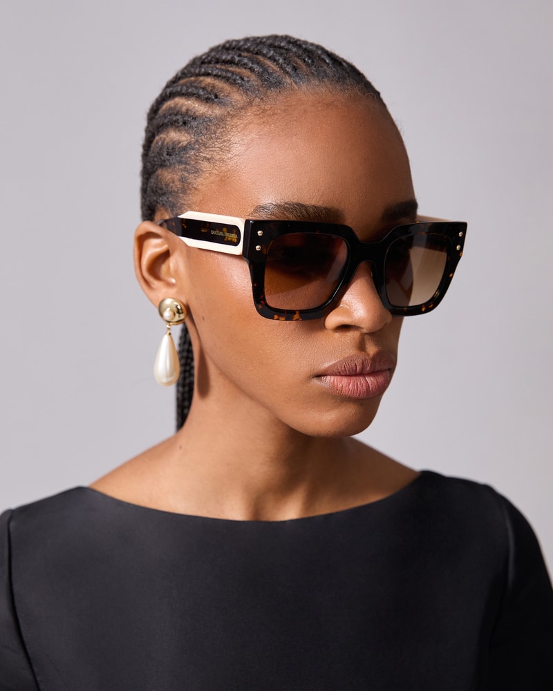Square Frame Sunglasses With Contrast Temples