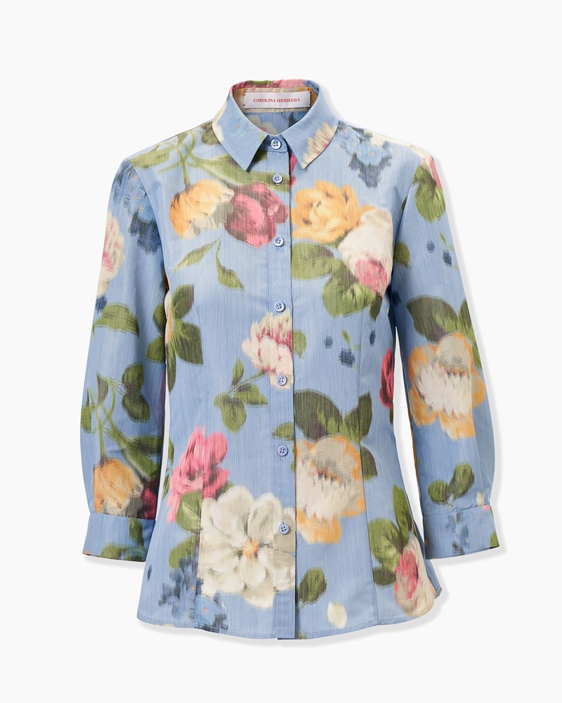 Chiné Floral-Print Shirt