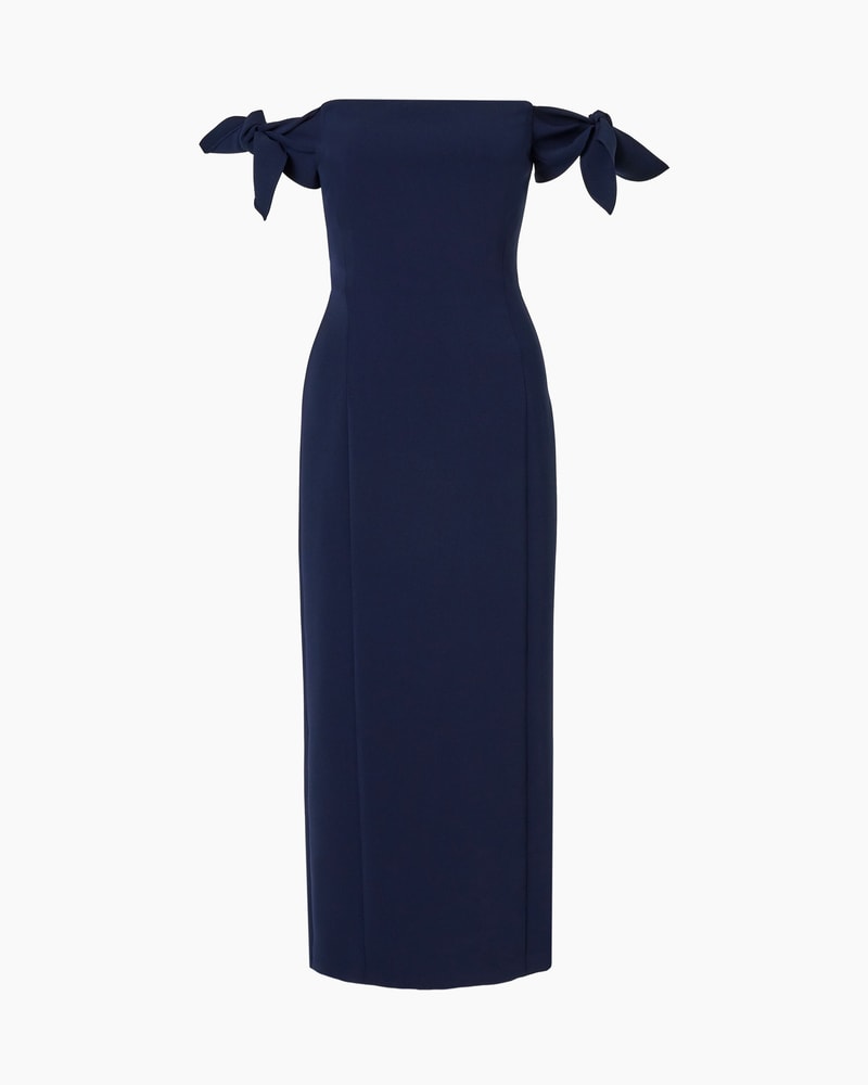 Off-Shoulder Midi Dress With Ties