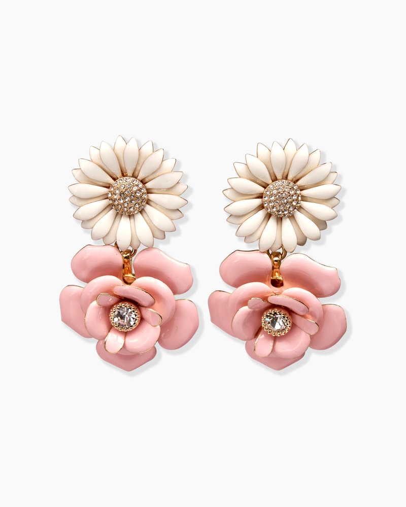 Enamel Mixed Flower Drop Earrings
