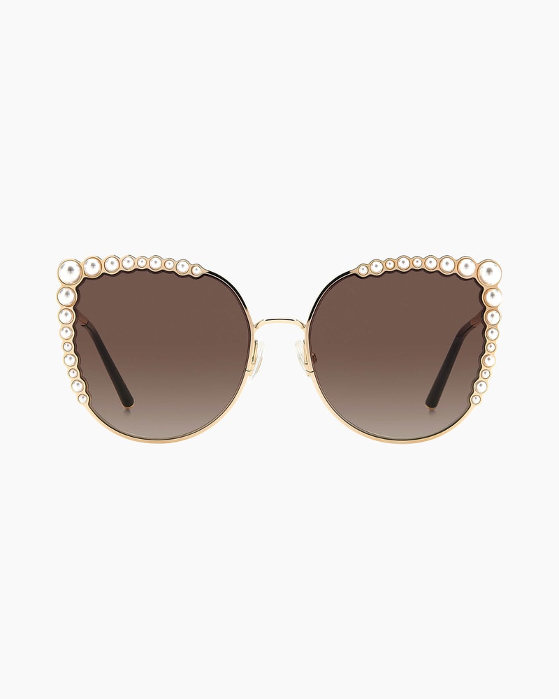 Pearl-Frame Oversized Round Sunglasses