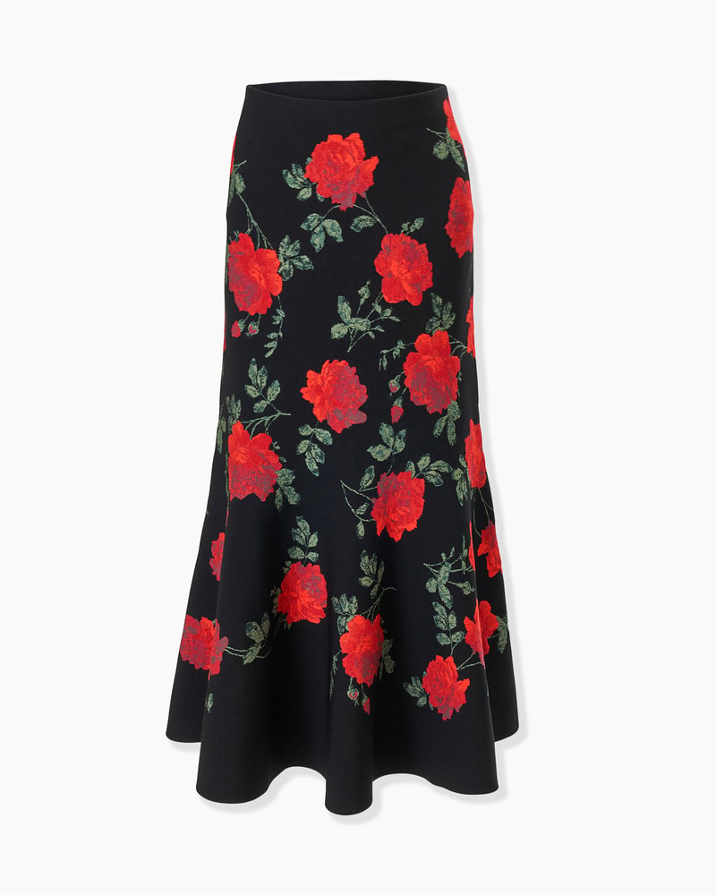 Rose Jacquard Trumpet Skirt