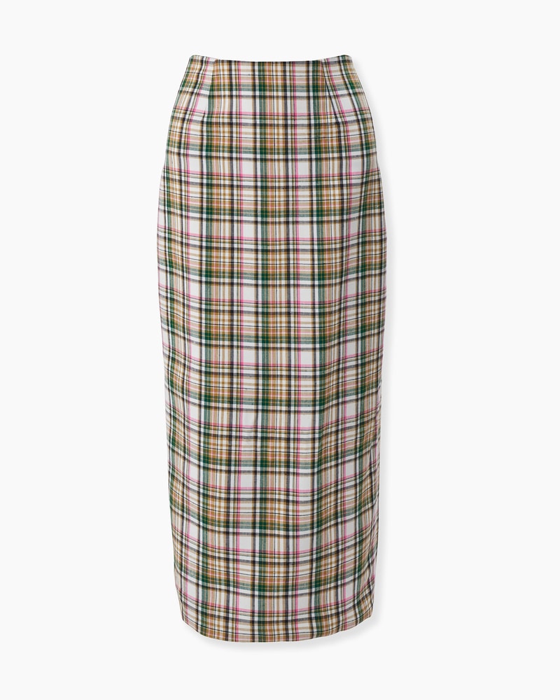 Plaid Midi Pencil Skirt